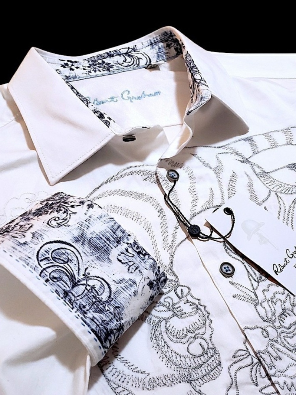NEW Robert Graham Bold Embroidered Mens 3XL $378 White Classic Sport Shirt